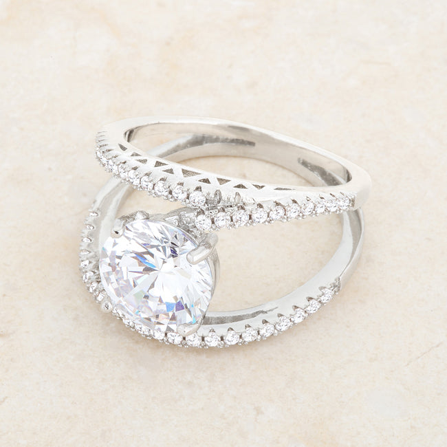 Girana 3ct Clear CZ Rhodium Contemporary Ring - The Best Accessory
