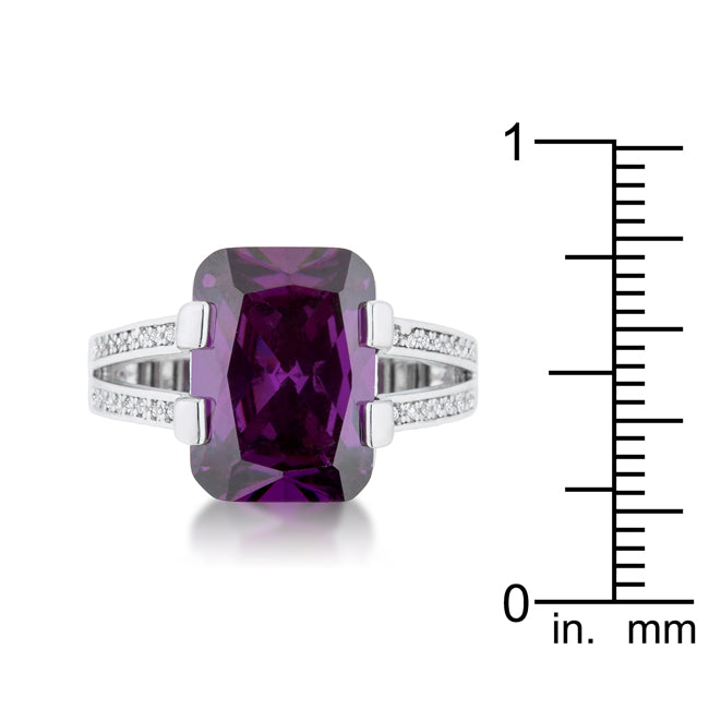 Rema 8.6ct Amethyst CZ Rhodium Emerald Classic Cocktail Ring - The Best Accessory