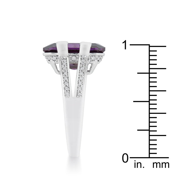 Rema 8.6ct Amethyst CZ Rhodium Emerald Classic Cocktail Ring - The Best Accessory