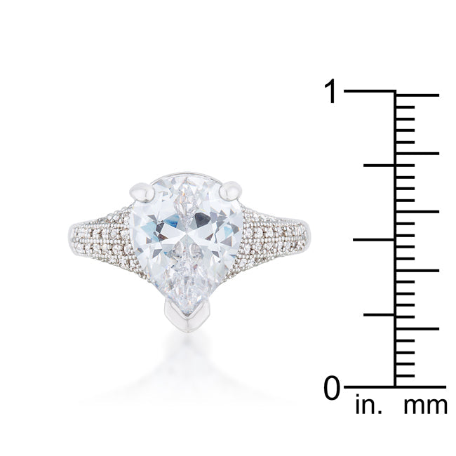 Rhyne 5.8ct CZ Rhodium Pear Cocktail Ring - The Best Accessory