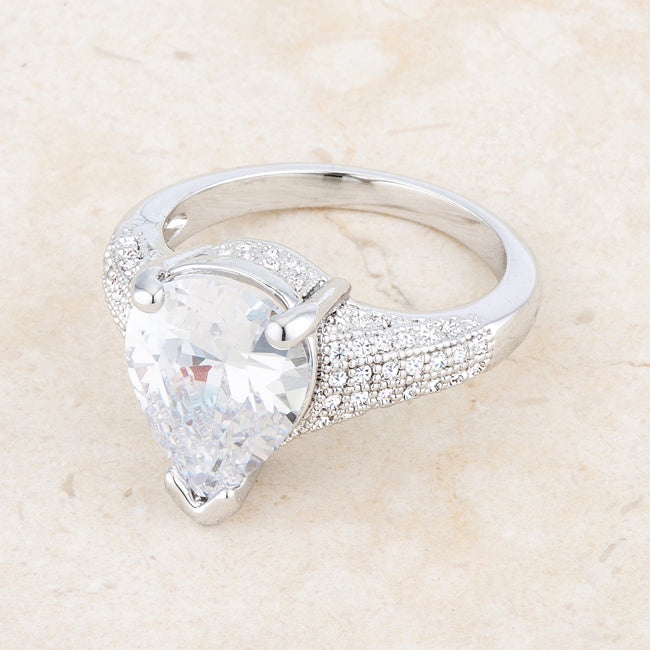 Rhyne 5.8ct CZ Rhodium Pear Cocktail Ring - The Best Accessory