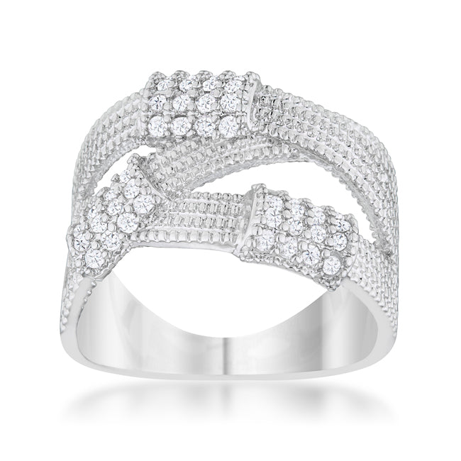 Peyton 0.36ct CZ Rhodium Wide Cable Statement Ring - The Best Accessory