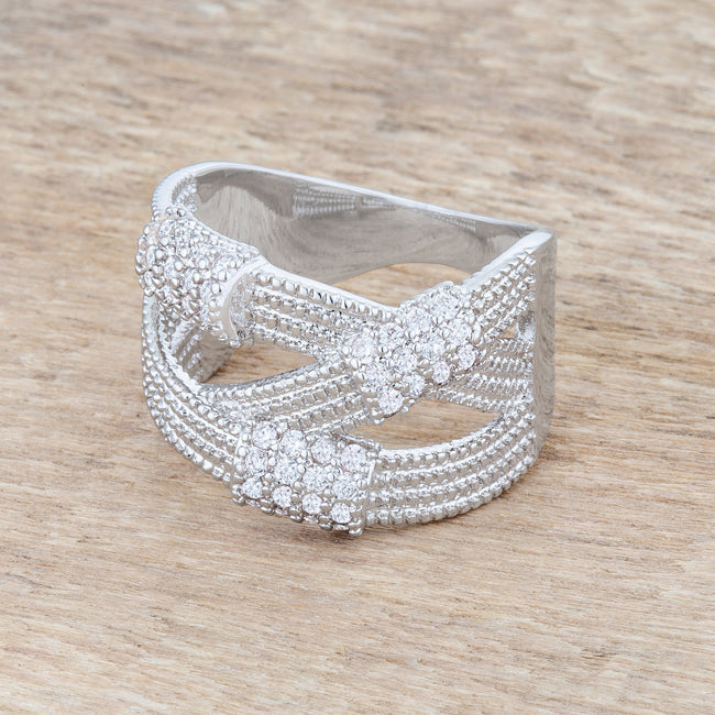 Peyton 0.36ct CZ Rhodium Wide Cable Statement Ring - The Best Accessory