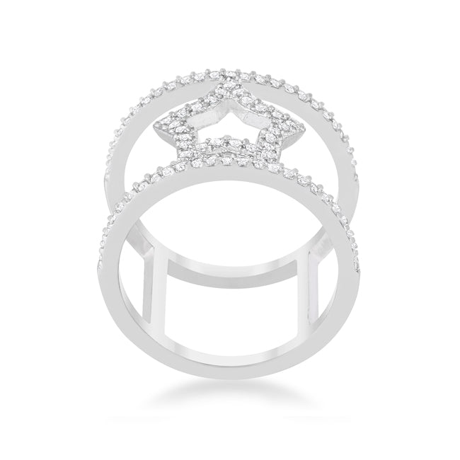 Nailey 0.75ct CZ Rhodium Star Contemporary Ring - The Best Accessory