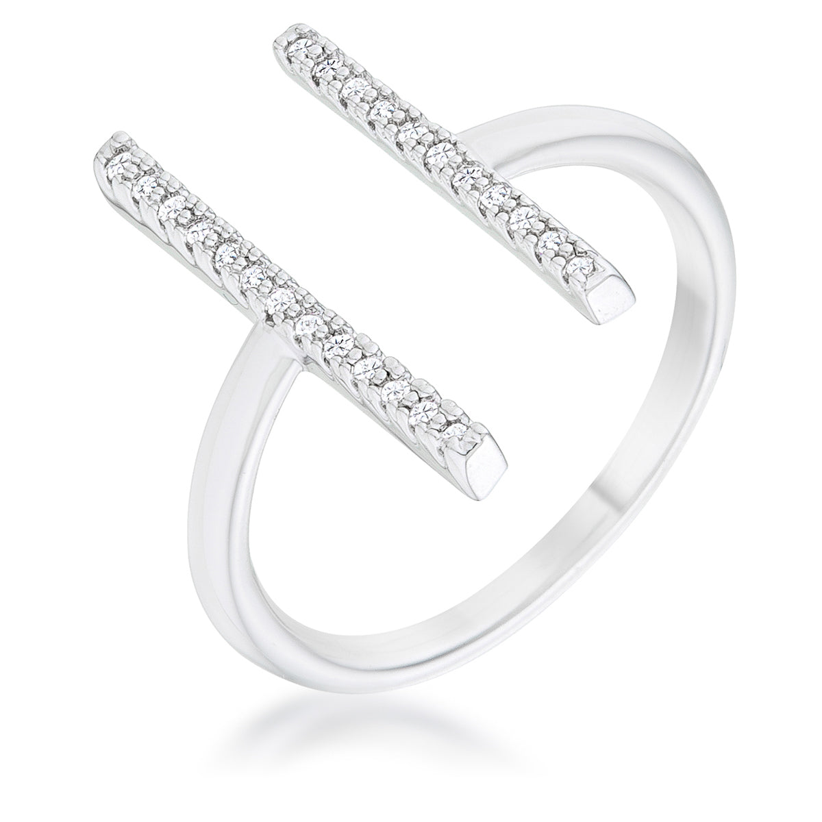 Sharna 12ct CZ Rhodium Parallel Contemporary Ring - The Best Accessory