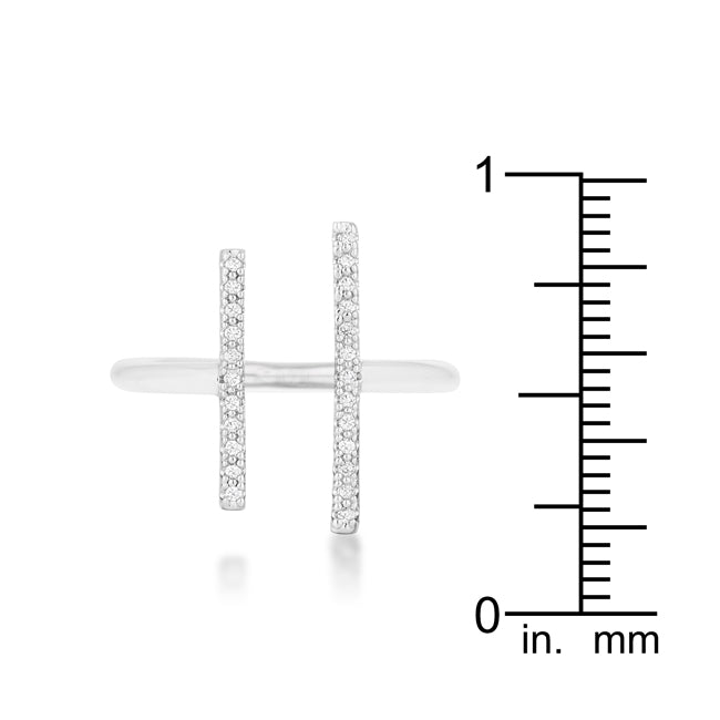 Sharna 12ct CZ Rhodium Parallel Contemporary Ring - The Best Accessory