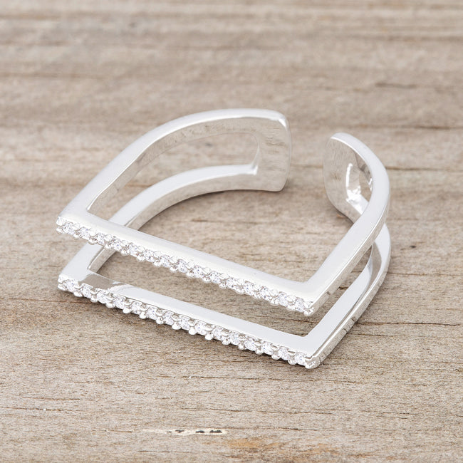 Jenn 0.2ct CZ Rhodium Pave Parallel Ring - The Best Accessory