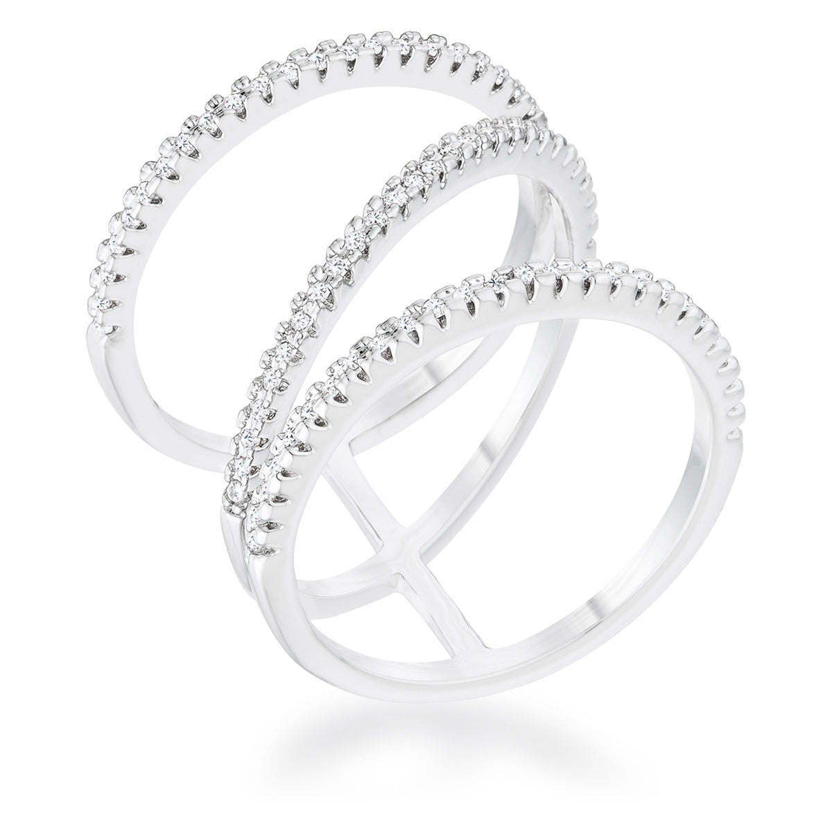 Shauna 0.4ct CZ Rhodium Wide Contemporary Ring - The Best Accessory