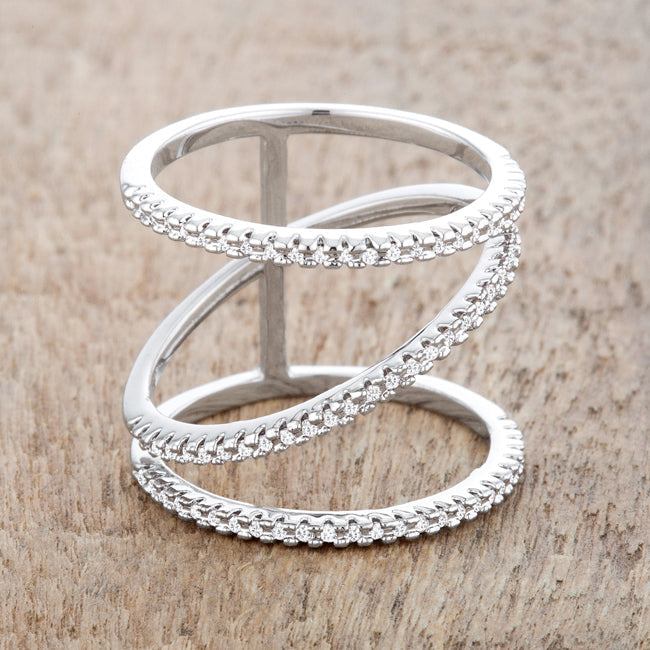 Shauna 0.4ct CZ Rhodium Wide Contemporary Ring - The Best Accessory