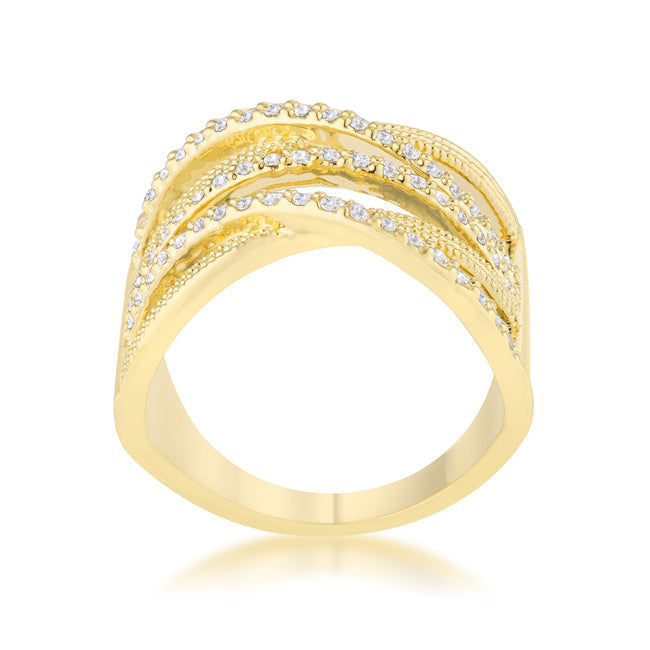 Greta 0.57ct CZ 14k Gold Wide Cocktail Cable Ring - The Best Accessory