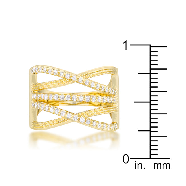 Greta 0.57ct CZ 14k Gold Wide Cocktail Cable Ring - The Best Accessory