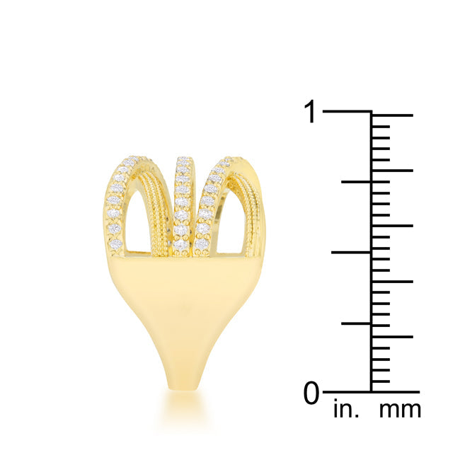 Greta 0.57ct CZ 14k Gold Wide Cocktail Cable Ring - The Best Accessory