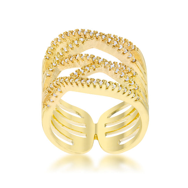 Mandy 0.6ct CZ 14k Gold Contemporary Wide Ring - The Best Accessory