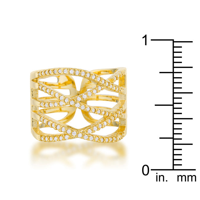Mandy 0.6ct CZ 14k Gold Contemporary Wide Ring - The Best Accessory