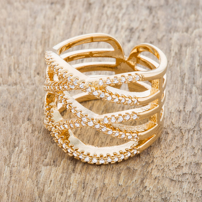 Mandy 0.6ct CZ 14k Gold Contemporary Wide Ring - The Best Accessory