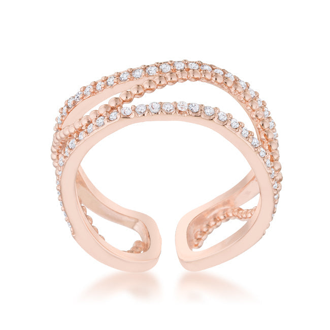 Marina 0.5ct CZ Rose Gold Abstract Cuff Ring - The Best Accessory