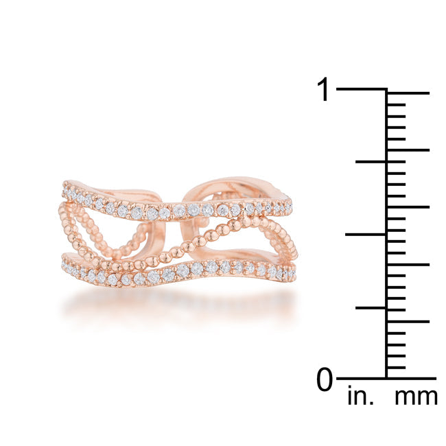 Marina 0.5ct CZ Rose Gold Abstract Cuff Ring - The Best Accessory