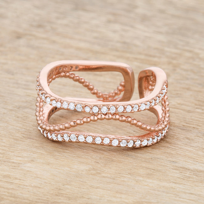 Marina 0.5ct CZ Rose Gold Abstract Cuff Ring - The Best Accessory