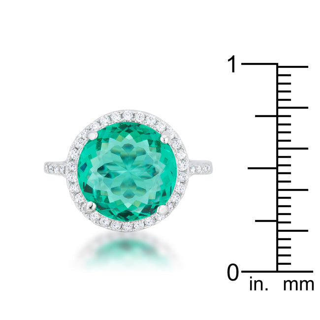 Emie 7.3ct Blue Green CZ Rhodium Classic Ring - The Best Accessory