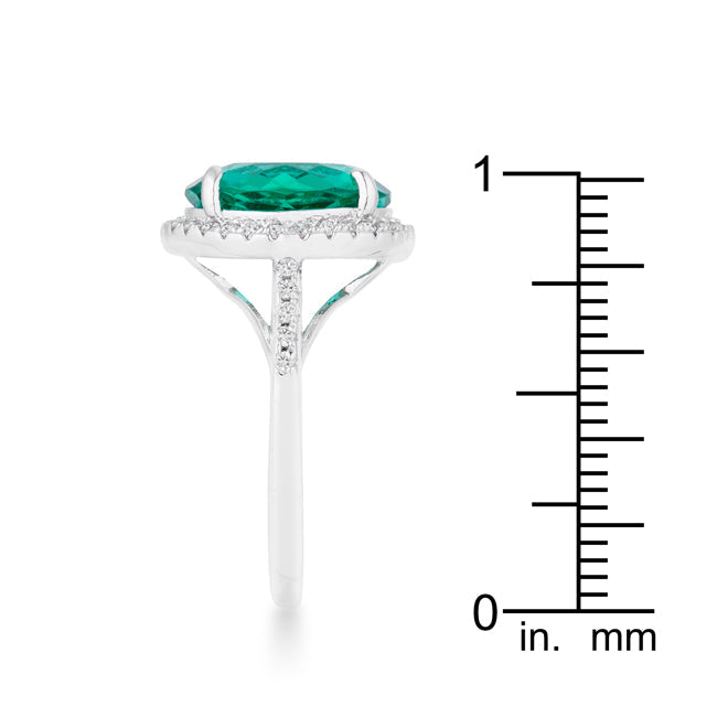 Emie 7.3ct Blue Green CZ Rhodium Classic Ring - The Best Accessory