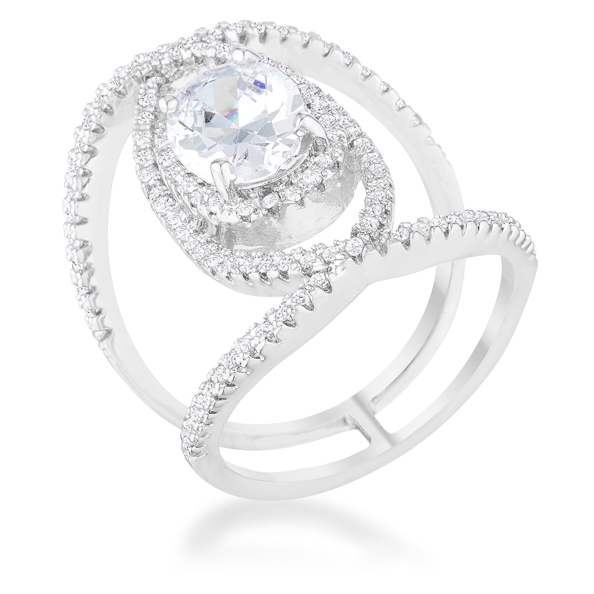 Maura 2.4ct CZ Rhodium Contemporary Cocktail Ring - The Best Accessory