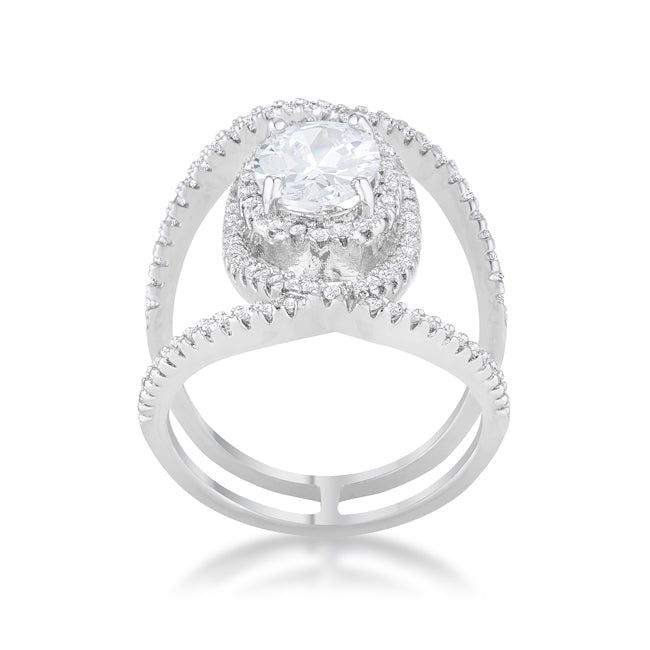 Maura 2.4ct CZ Rhodium Contemporary Cocktail Ring - The Best Accessory