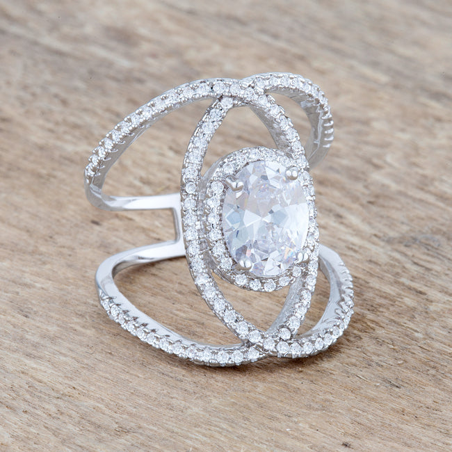 Maura 2.4ct CZ Rhodium Contemporary Cocktail Ring - The Best Accessory