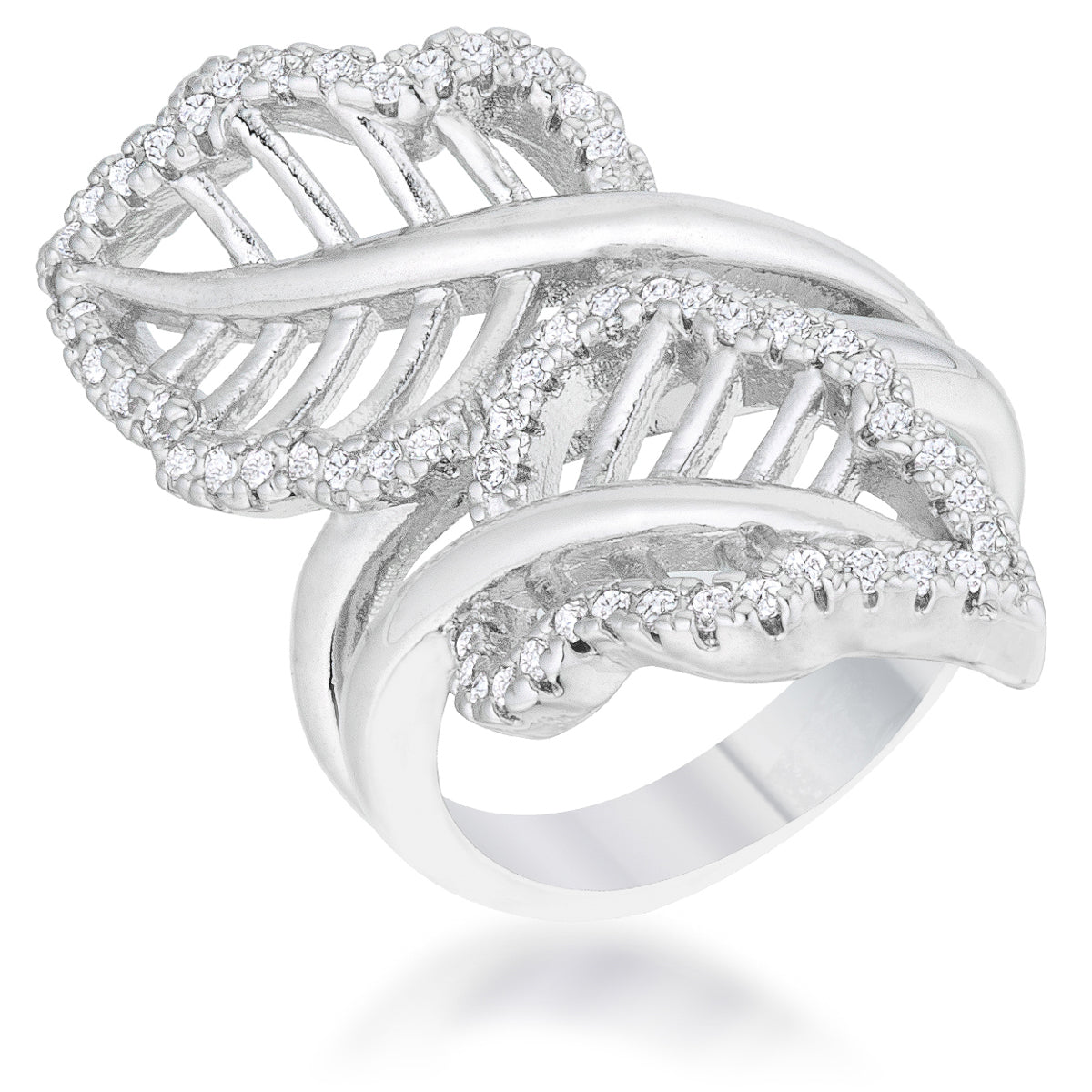 Lina 0.4ct CZ Rhodium Leaf Wrap Ring - The Best Accessory