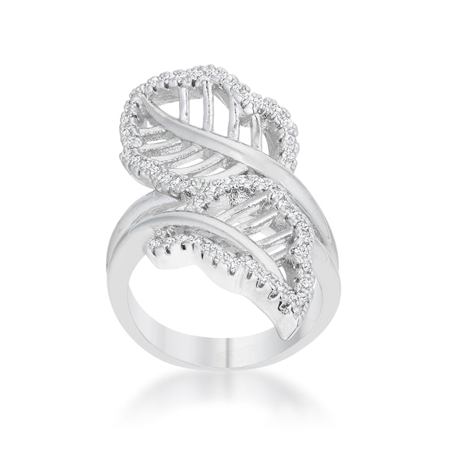 Lina 0.4ct CZ Rhodium Leaf Wrap Ring - The Best Accessory