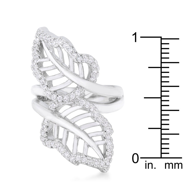 Lina 0.4ct CZ Rhodium Leaf Wrap Ring - The Best Accessory
