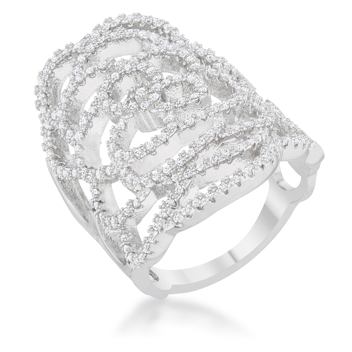 Rosa 1.25ct CZ Rhodium Filigree Cocktail Ring - The Best Accessory