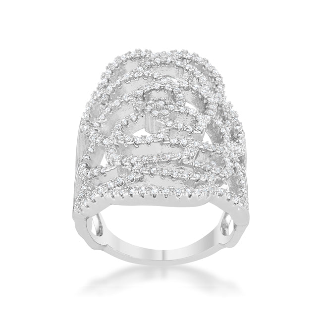 Rosa 1.25ct CZ Rhodium Filigree Cocktail Ring - The Best Accessory