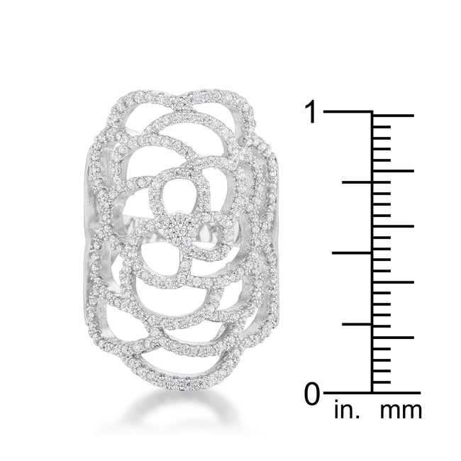 Rosa 1.25ct CZ Rhodium Filigree Cocktail Ring - The Best Accessory