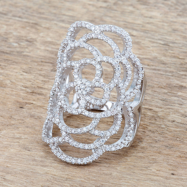 Rosa 1.25ct CZ Rhodium Filigree Cocktail Ring - The Best Accessory