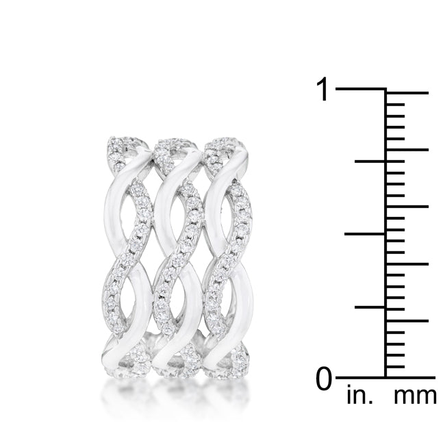 Contemporary 0.88ct CZ Rhodium Twist Wide Cocktail Ring - The Best Accessory