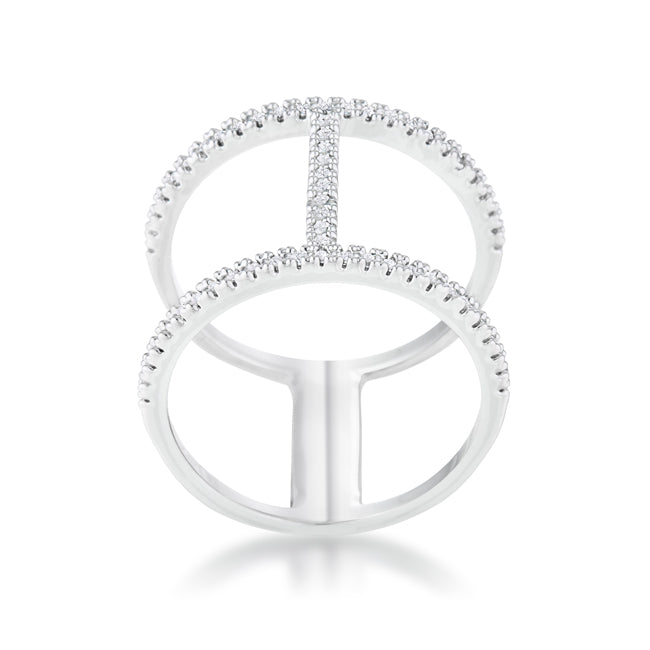 Christina 0.3ct CZ Rhodium Open Contemporary Wide Ring - The Best Accessory