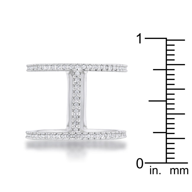 Christina 0.3ct CZ Rhodium Open Contemporary Wide Ring - The Best Accessory