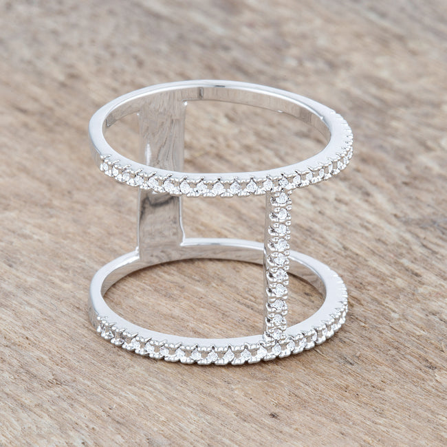 Christina 0.3ct CZ Rhodium Open Contemporary Wide Ring - The Best Accessory