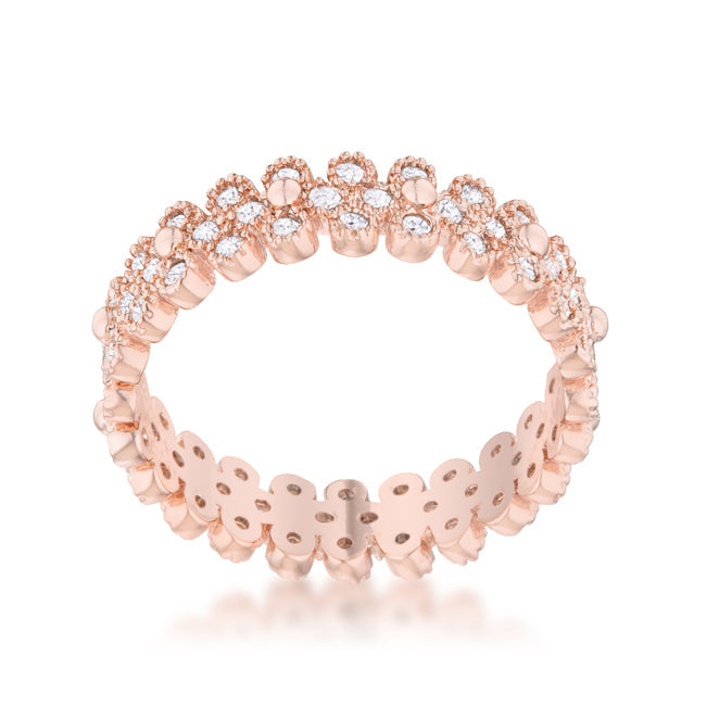 Clara 1ct CZ Rose Gold Textured Bezel Set Eternity Ring - The Best Accessory