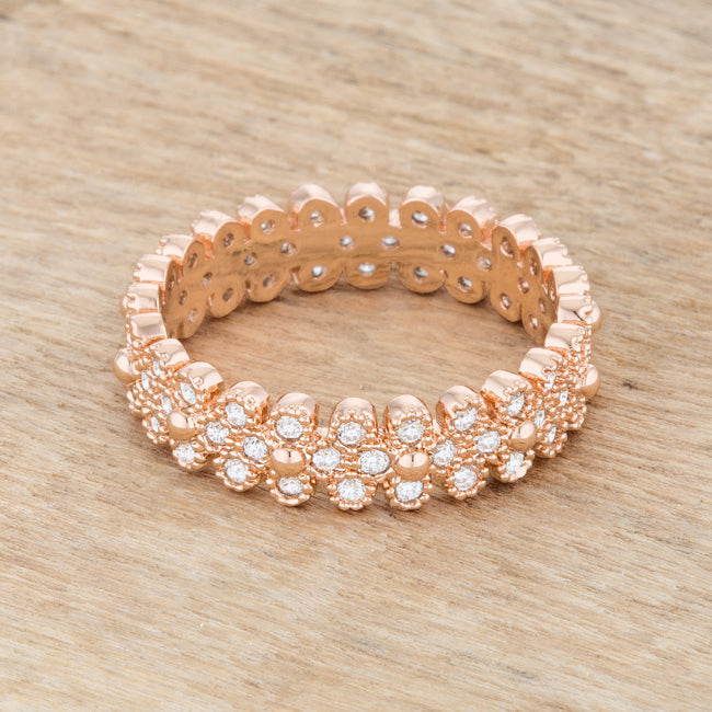 Clara 1ct CZ Rose Gold Textured Bezel Set Eternity Ring - The Best Accessory