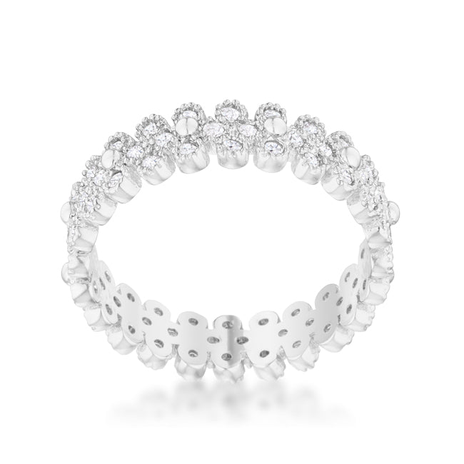 Clara 1ct CZ Rhodium Textured Bezel Set Eternity Ring - The Best Accessory