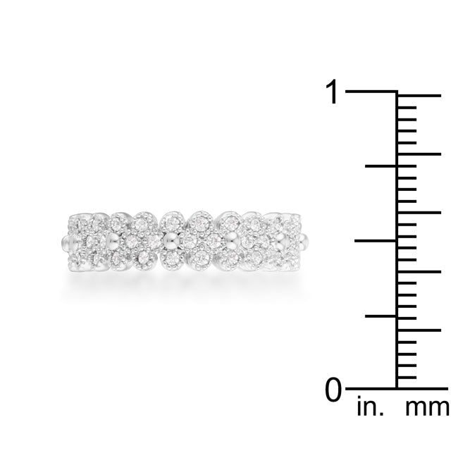 Clara 1ct CZ Rhodium Textured Bezel Set Eternity Ring - The Best Accessory