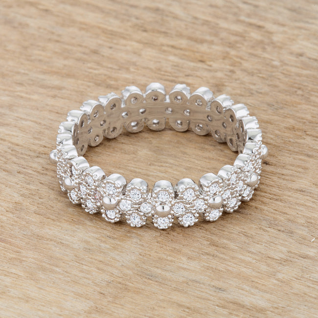 Clara 1ct CZ Rhodium Textured Bezel Set Eternity Ring - The Best Accessory