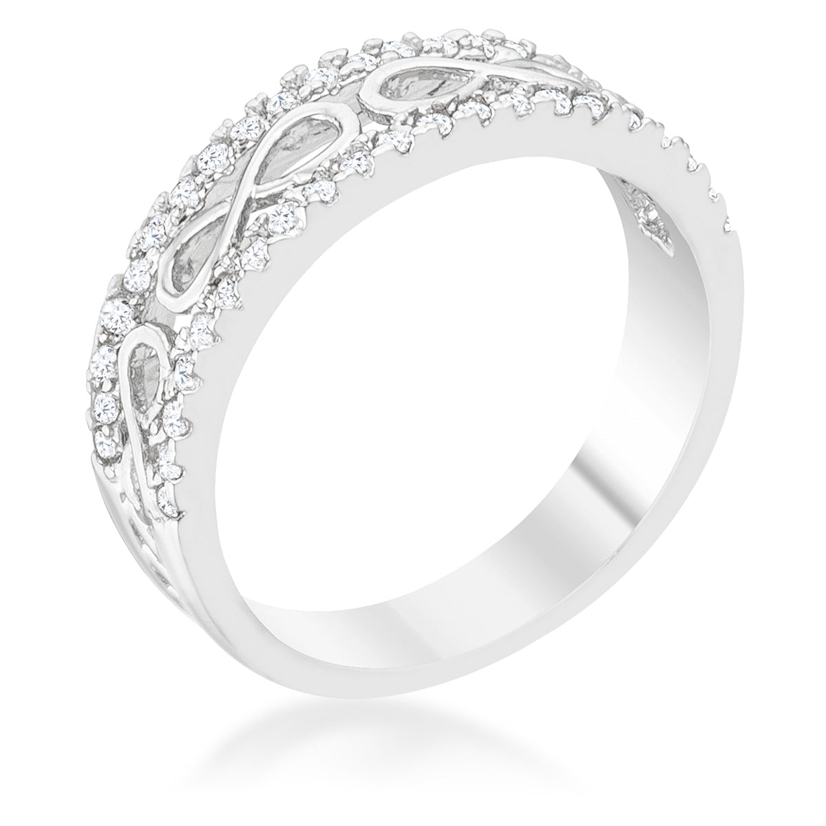 Rema 0.4ct CZ Rhodium Contemporary Infinity Band Ring - The Best Accessory