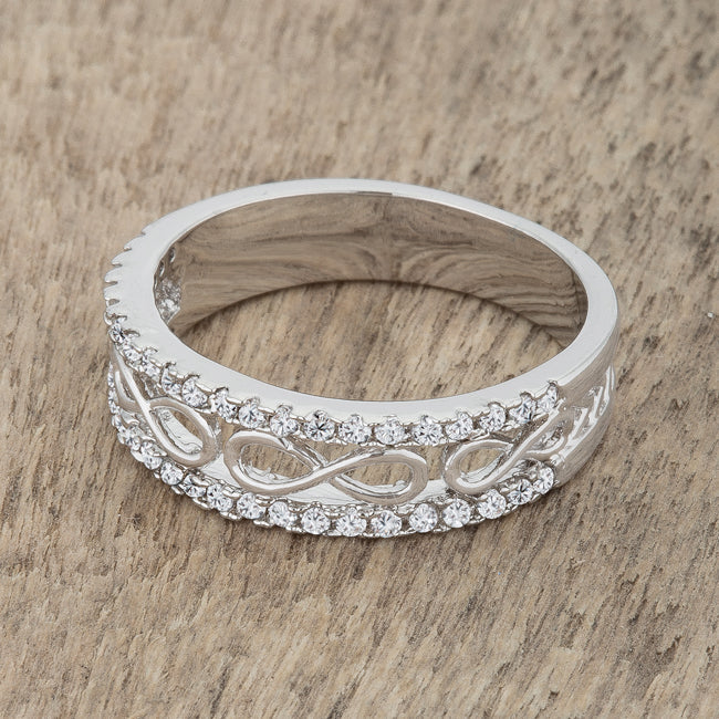 Rema 0.4ct CZ Rhodium Contemporary Infinity Band Ring - The Best Accessory