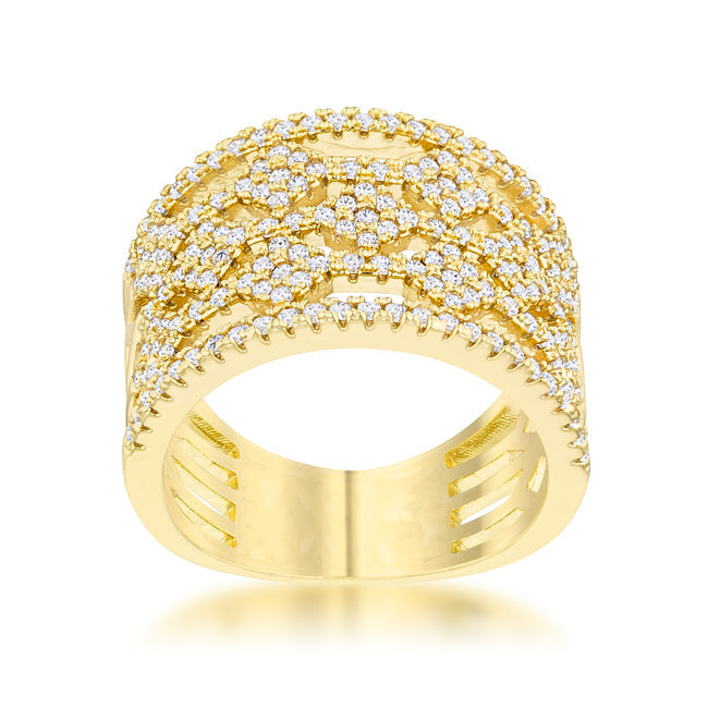Marlene 0.6ct CZ 14k Gold Wide Band Cocktail Ring - The Best Accessory