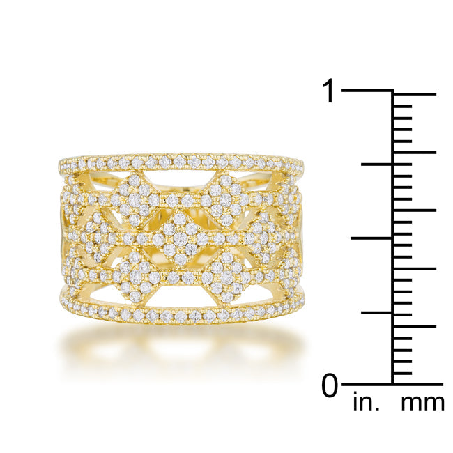 Marlene 0.6ct CZ 14k Gold Wide Band Cocktail Ring - The Best Accessory