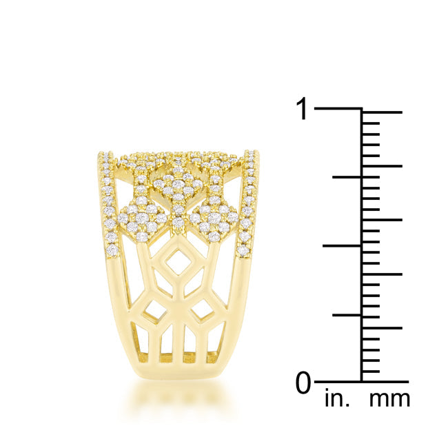 Marlene 0.6ct CZ 14k Gold Wide Band Cocktail Ring - The Best Accessory