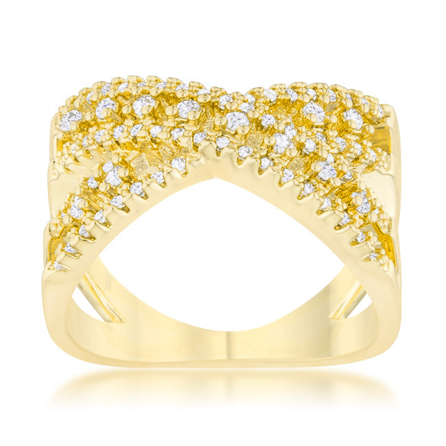 Sandy 0.37ct CZ 14k Gold Classic Criss Cross Ring - The Best Accessory