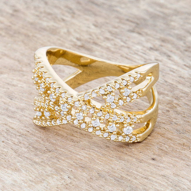 Sandy 0.37ct CZ 14k Gold Classic Criss Cross Ring - The Best Accessory